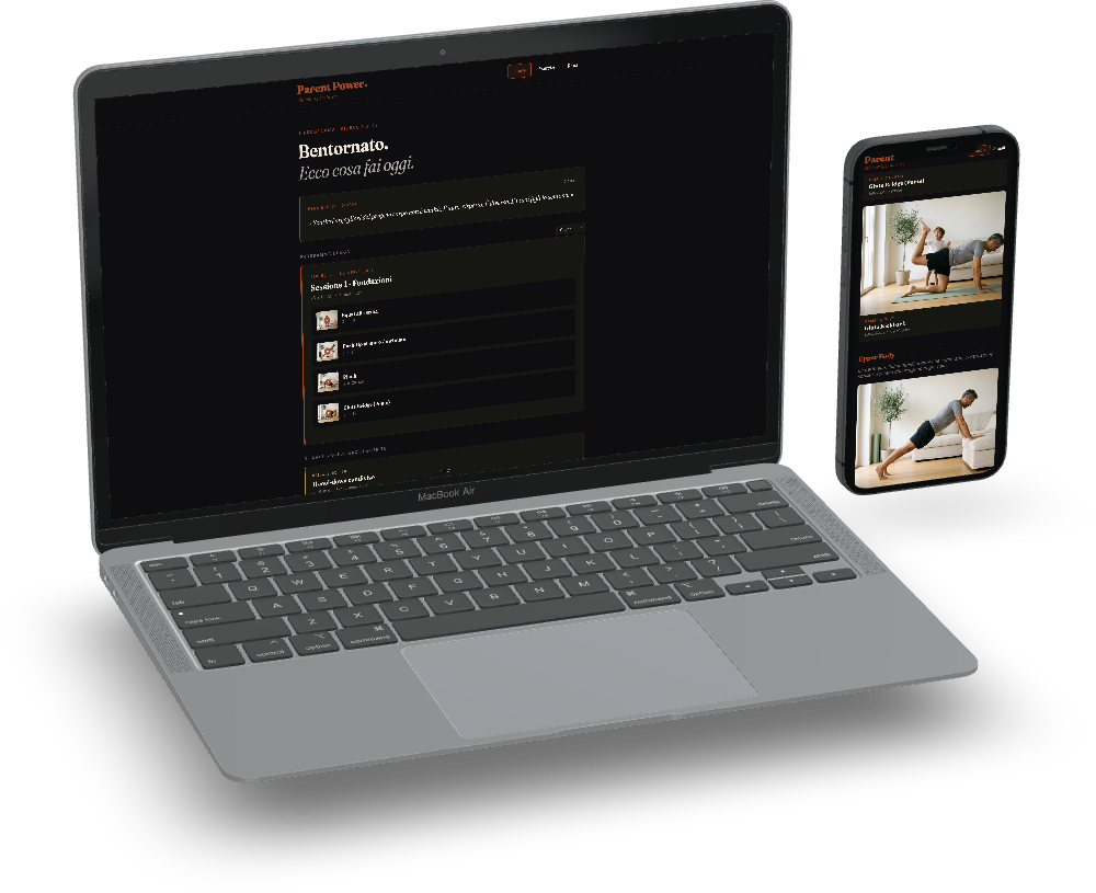 La piattaforma Parent Power 28 su MacBook e smartphone